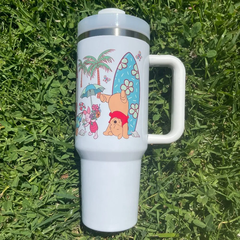 Custom 40oz Tumbler Disney Winnie the Pooh Beach Brand new double wall s…